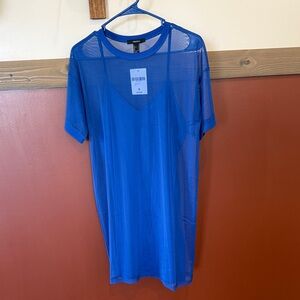 Forever 21 Electric Blue Sheet Short Sleeve Dress